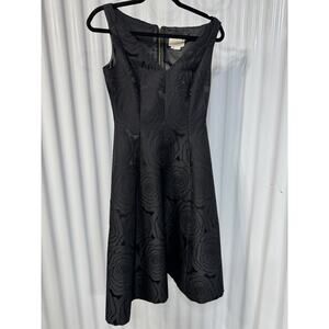 Kate Spade Black Jacquard Floral Patterned A-Line Dress sz 2